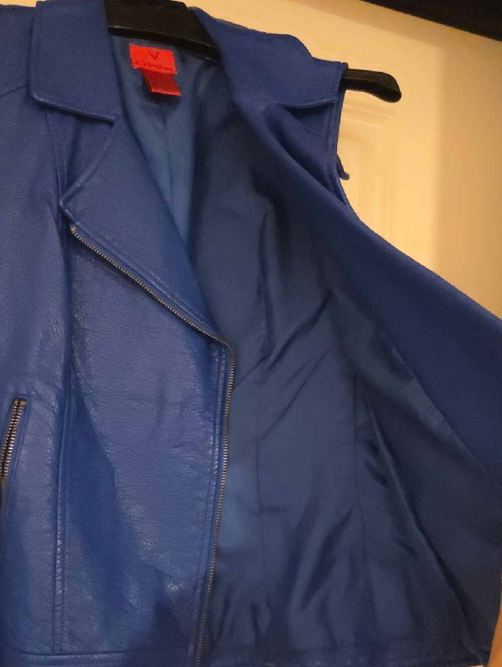 V Cristina Electric Blue Sleeveless Moto Vest - Picture 12 of 16